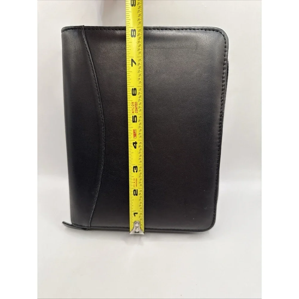 Vintage Franklin Quest Black Full-Grain Nappa Leather 6 Ring Planner Full‎ Zip